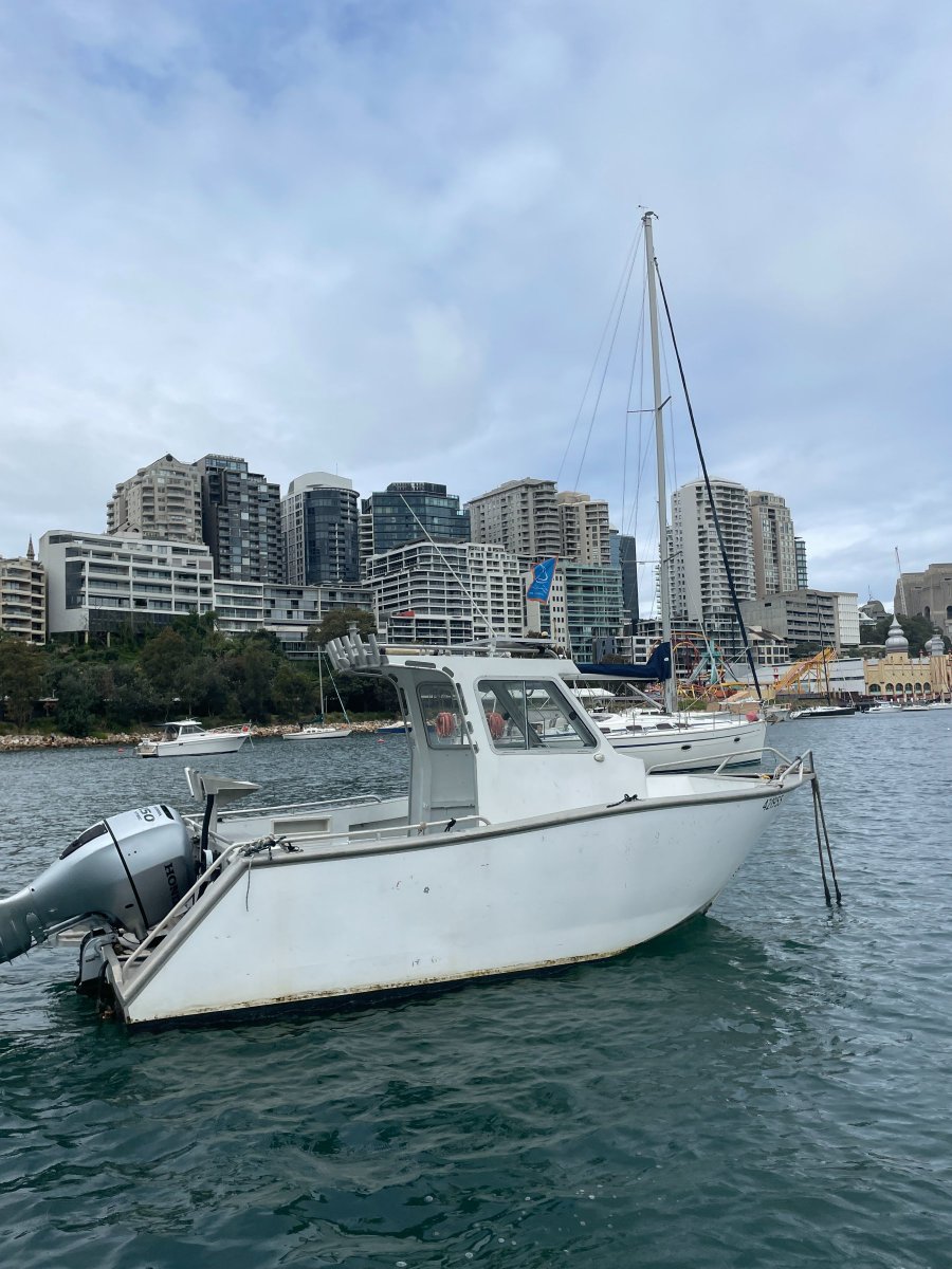 Amara 6.0 Centre Cab Aluminium boat in commercial survey with trailer