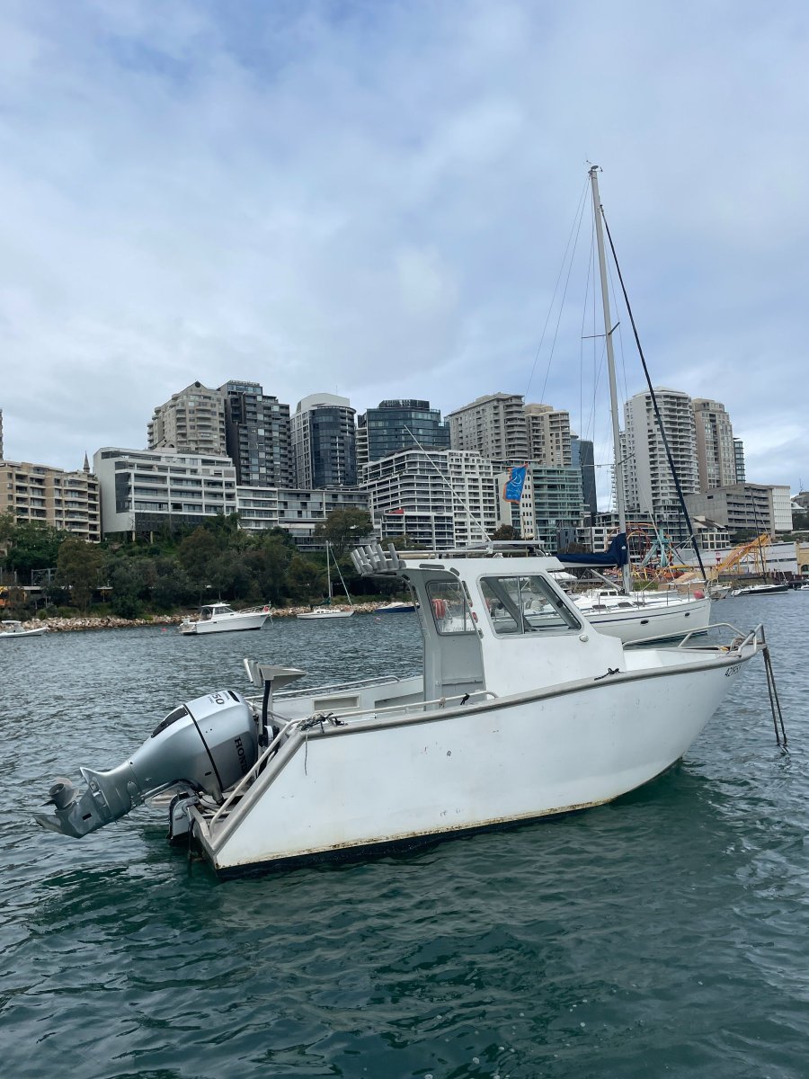 Amara 6.0 Centre Cab Aluminium boat in commercial survey with trailer