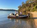 Lomac Turismo 540 80hp Honda 4 stroke:Early morning stop at Portuguese Beach, Pittwater