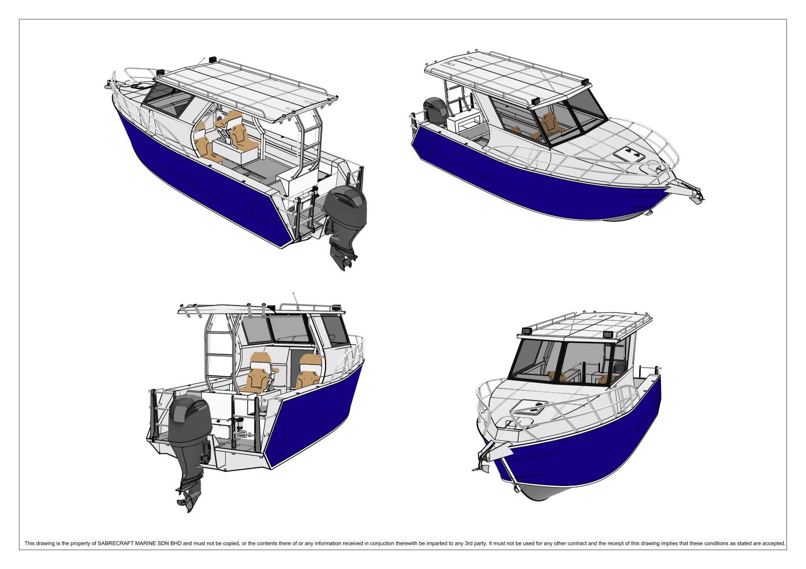 Sabrecraft HC7800 Half Cab 7.80 metre Boat, Motor and extras package