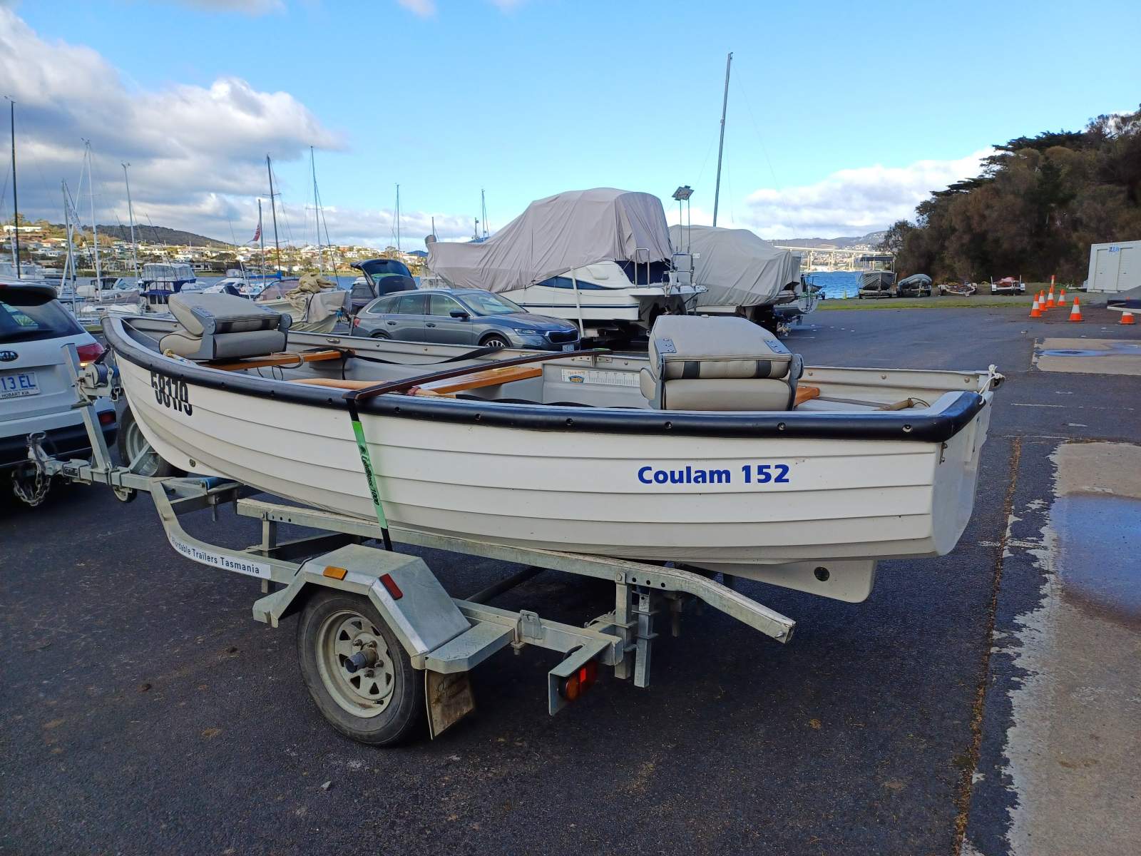 COULAM 152 Coulam Boats UK 152 Defender Fibreglass dinghy made for the fly fisherman! Boat Brokers of Tasmania