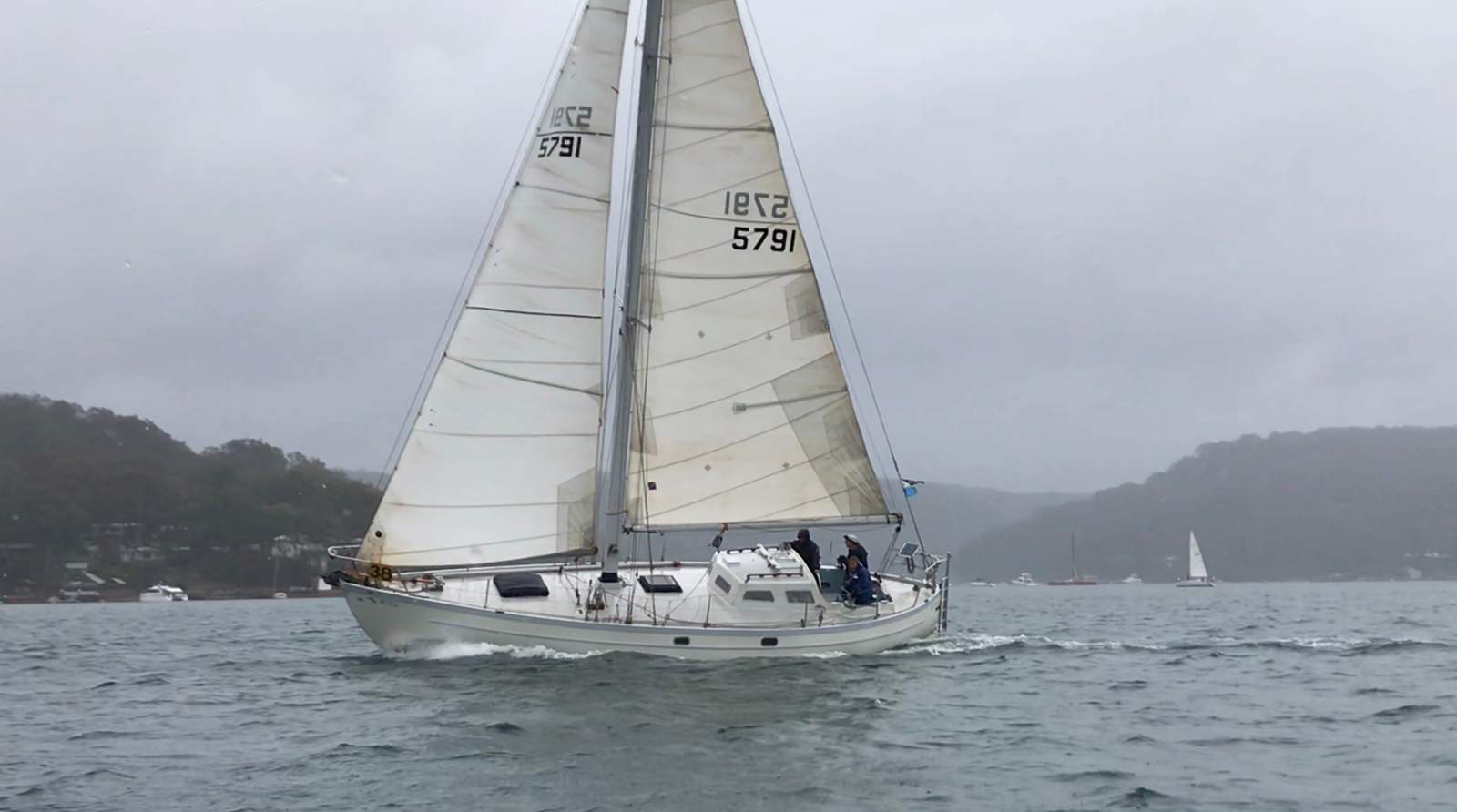 Swanson 38 Masthead sloop yacht, spoon bow, canoe stern