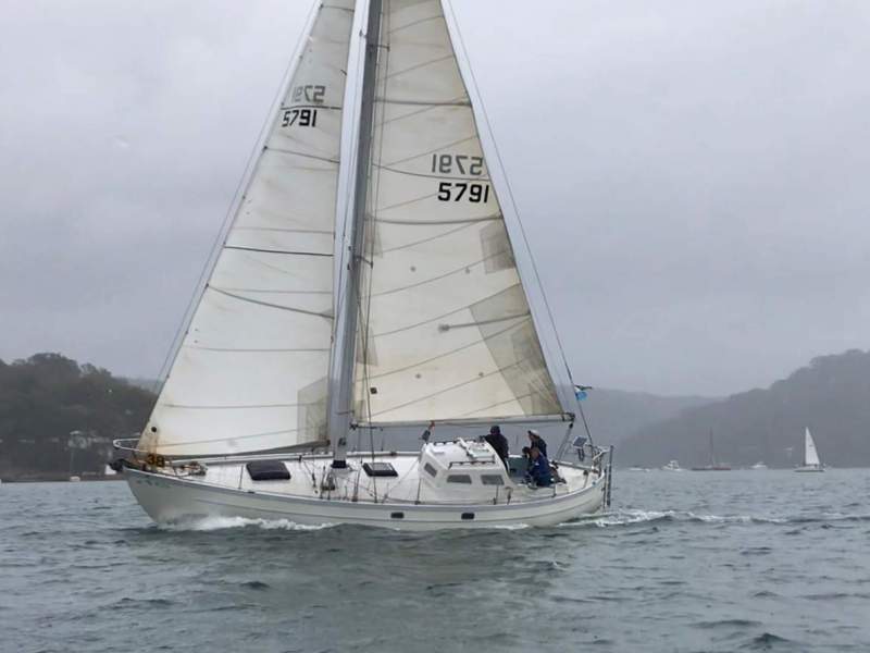 Swanson 38 Masthead sloop yacht, spoon bow, canoe stern