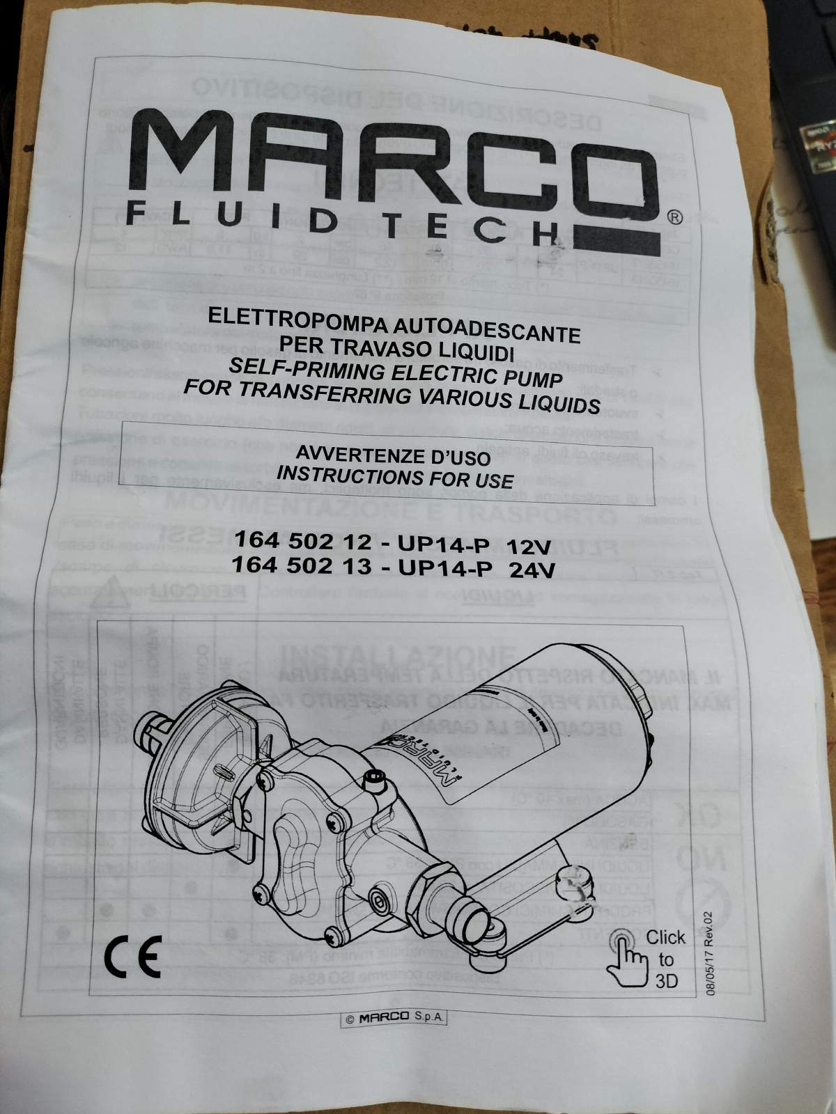 Marco pump UP14-P 12V with PFTE gears