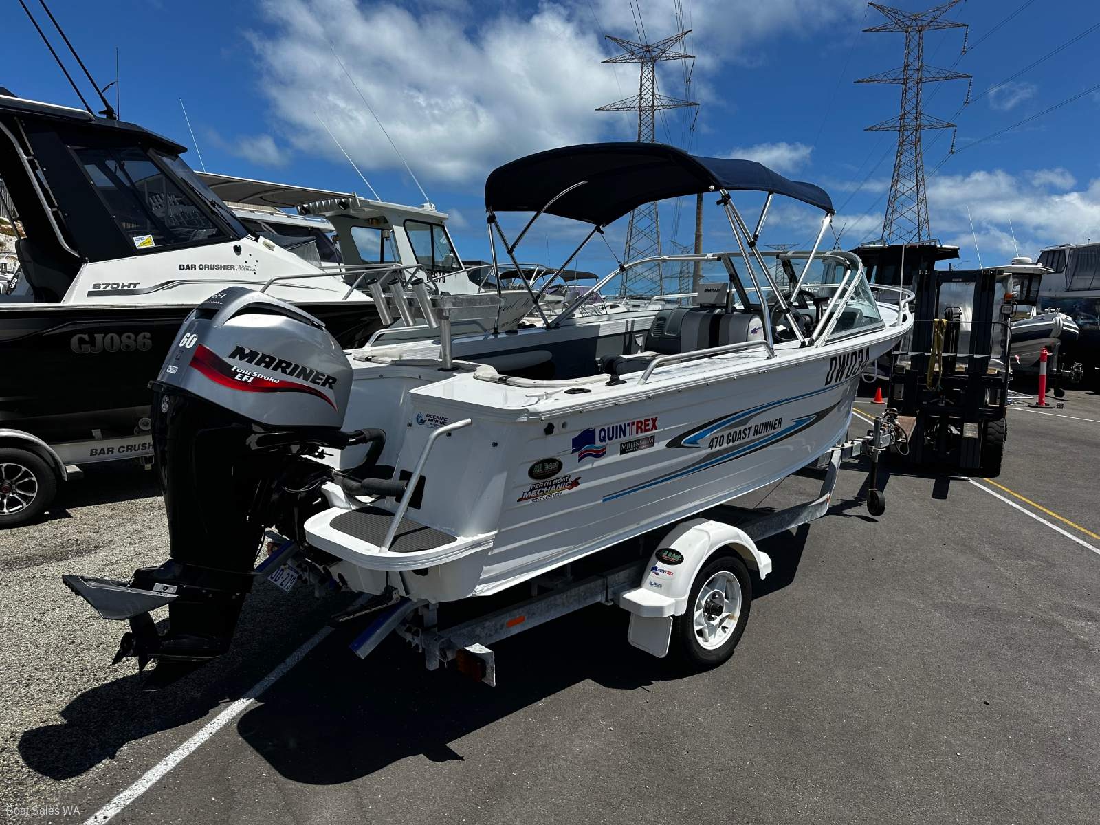 Quintrex 470 Coast Runner 2008 MODEL NEAT AND CLEAN 60HP 4STR MARINER 170HRS