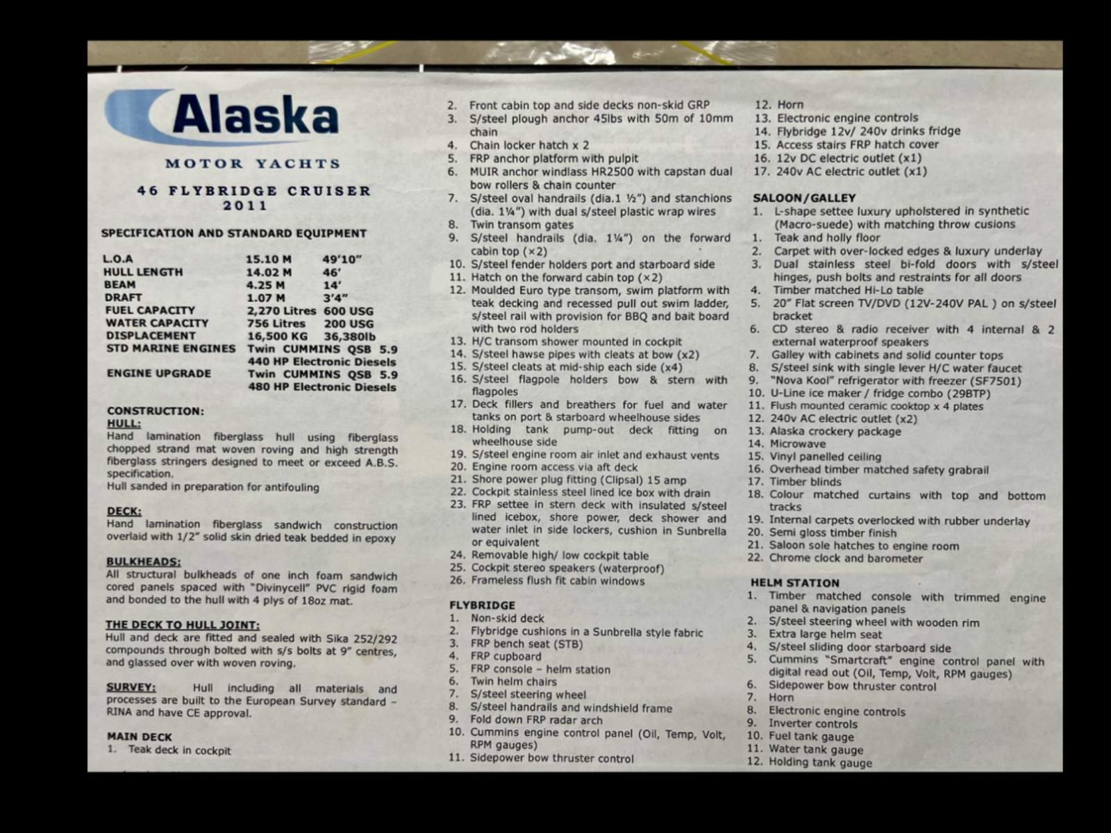 Alaska 46 Flybridge Gen Ii 2011 hull DHS Gen11