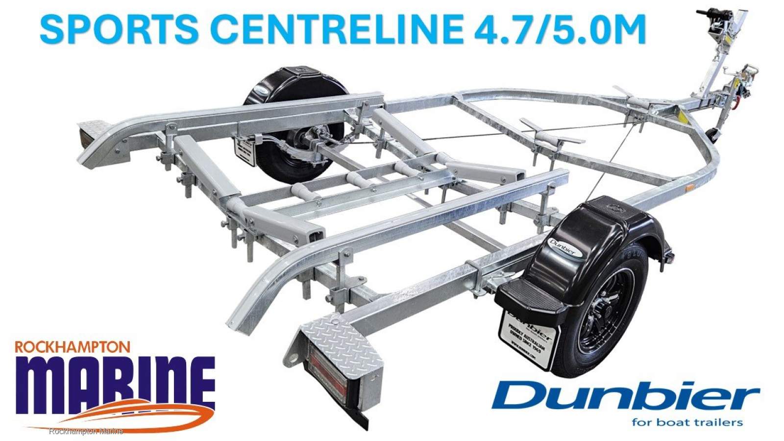 DUNBIER SPORTS CENTRELINE GALVANISED BOAT TRAILER SUITS BOATS 4.7/5.0M