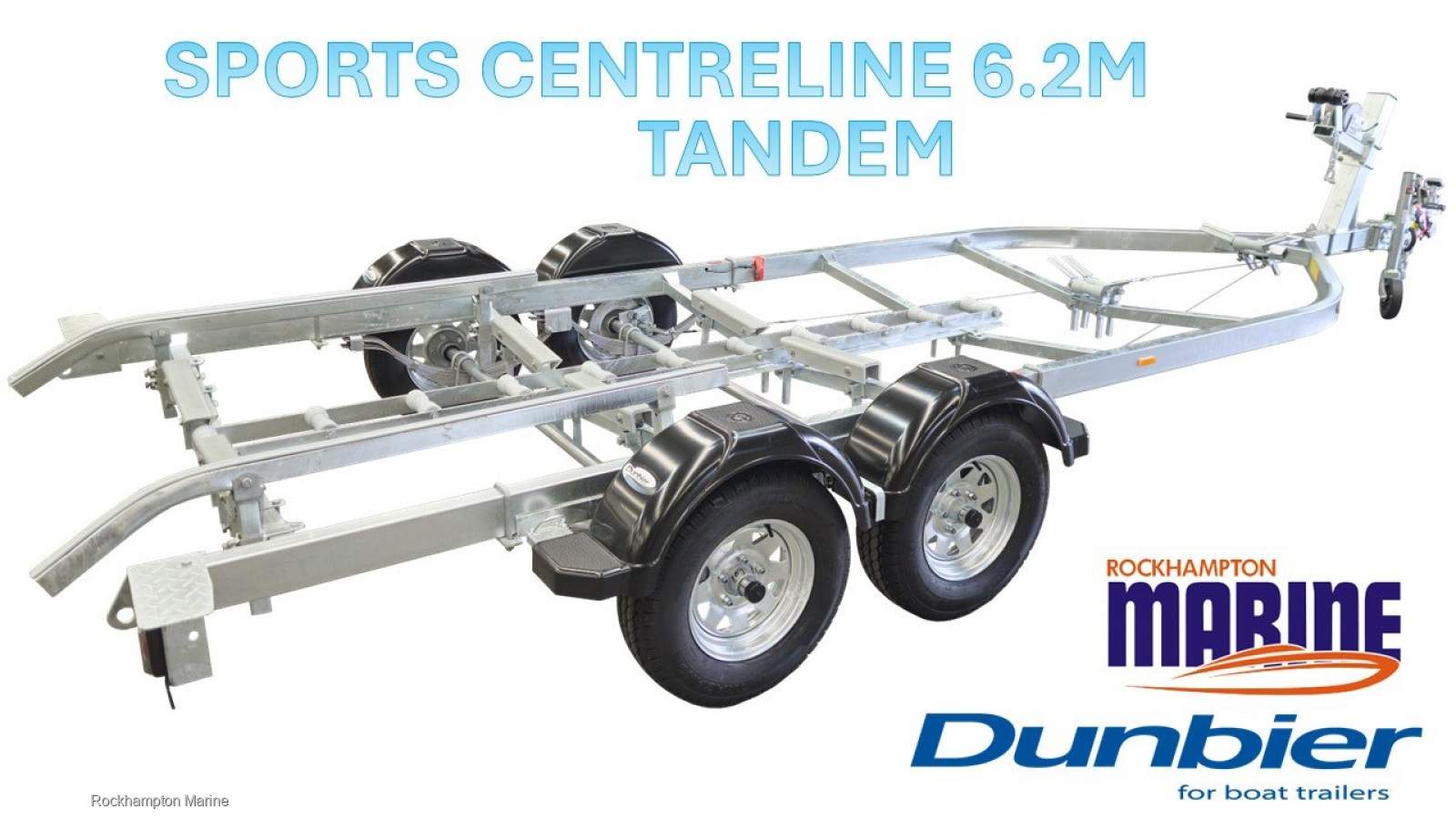 New DUNBIER SPORT CENTRELINE TANDEM GALVANISED BOAT TRAILER SUITS BOATS 6.2M