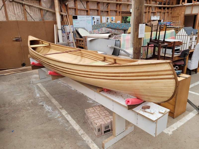 Hand made strip canoe