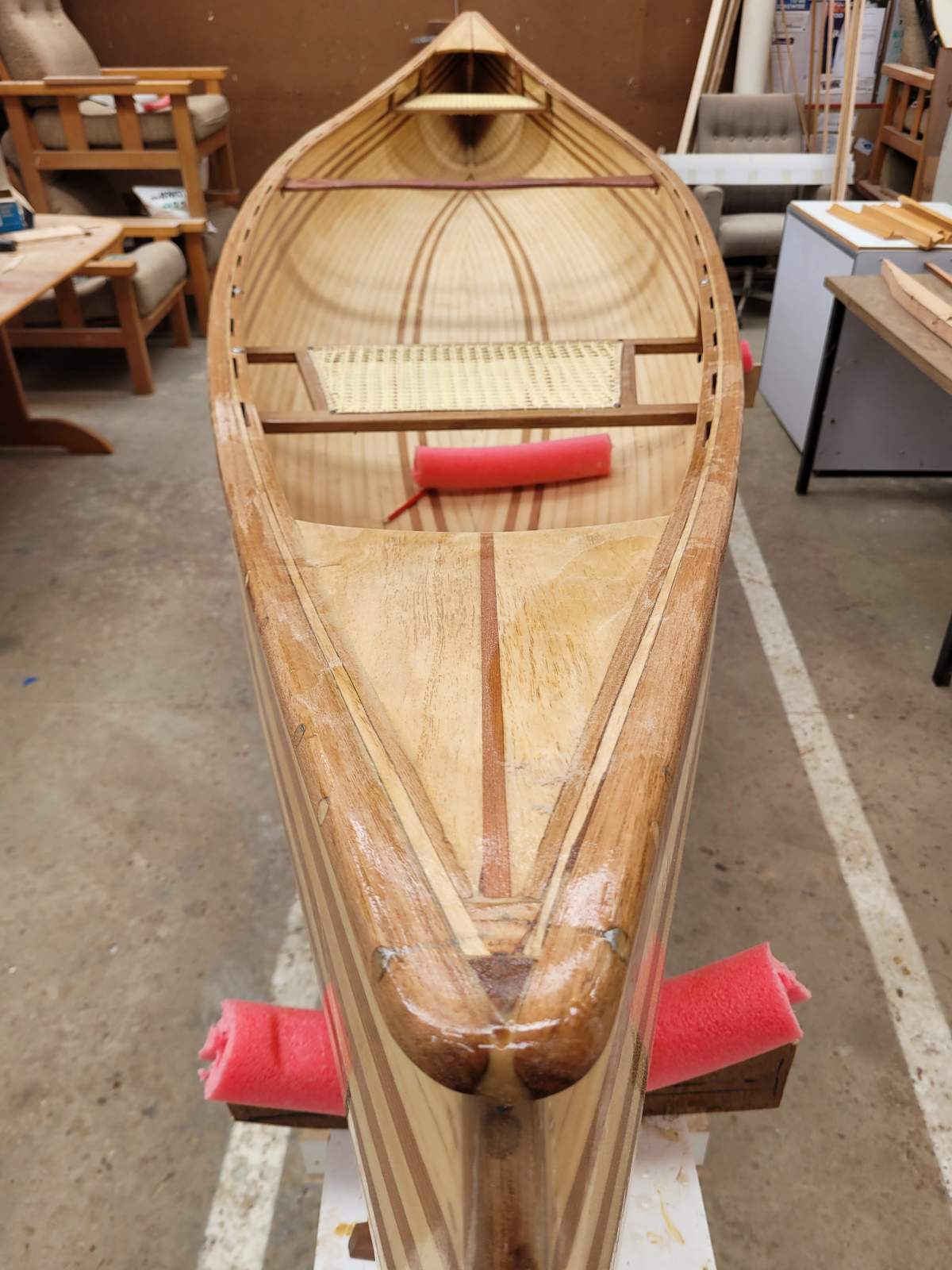 Hand made strip canoe