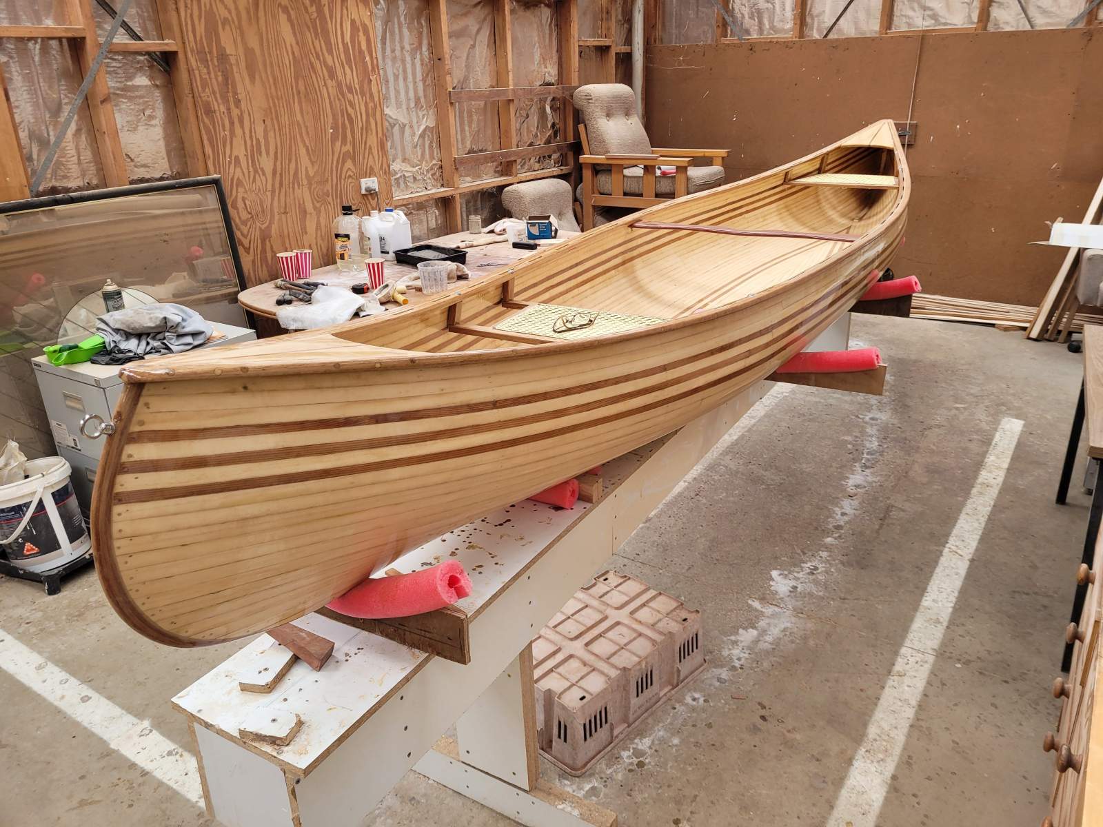 Hand made strip canoe