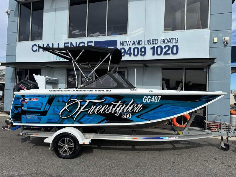 Quintrex 550 Freestyler Ocean riding bowrider and also a family ski boat