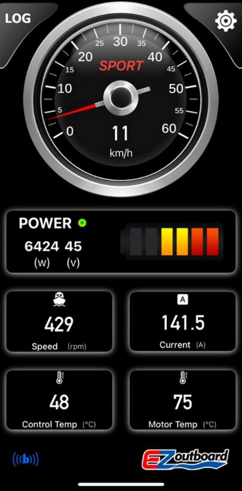 2023 EZ Electric Outboard / Golden Motors S10 and 3 x Lithium Batteries:App display