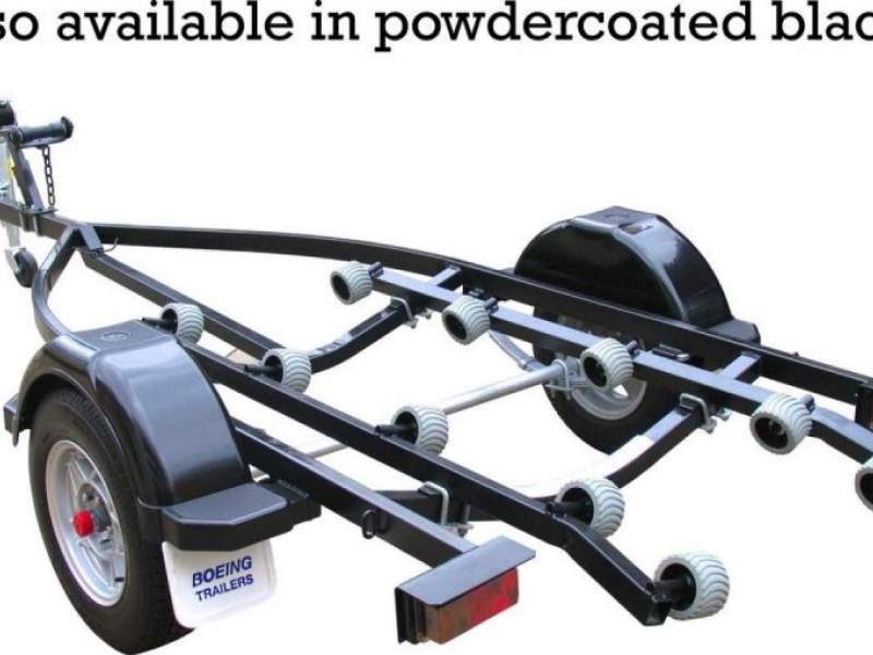 BOEING TRAILERS- BLACK POWDER COATED ROLLER TRAILER SUIT 3.9m PWC W/ ALLOYS