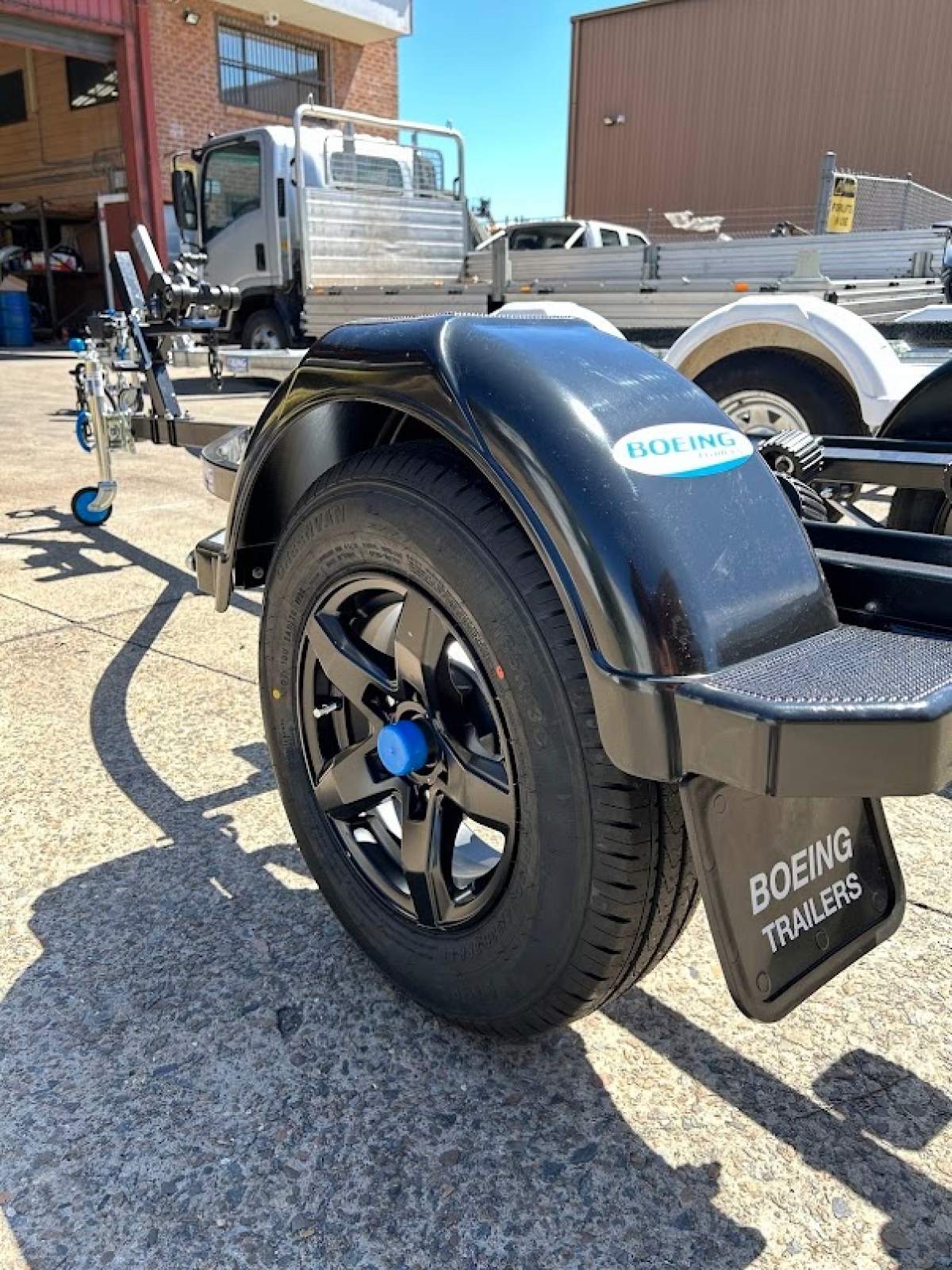 BOEING TRAILERS- BLACK POWDER COATED ROLLER TRAILER SUIT 3.9m PWC W/ ALLOYS