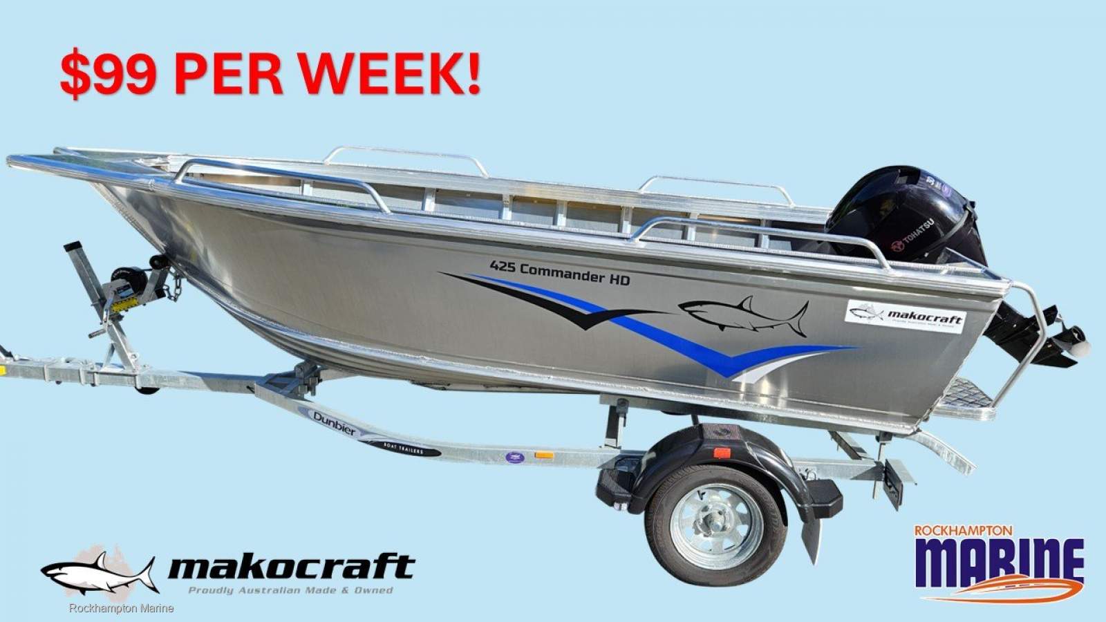 Makocraft 425 Commander HD Open B, M, T PACKAGE FROM ROCKHAMPTON MARINE!!!