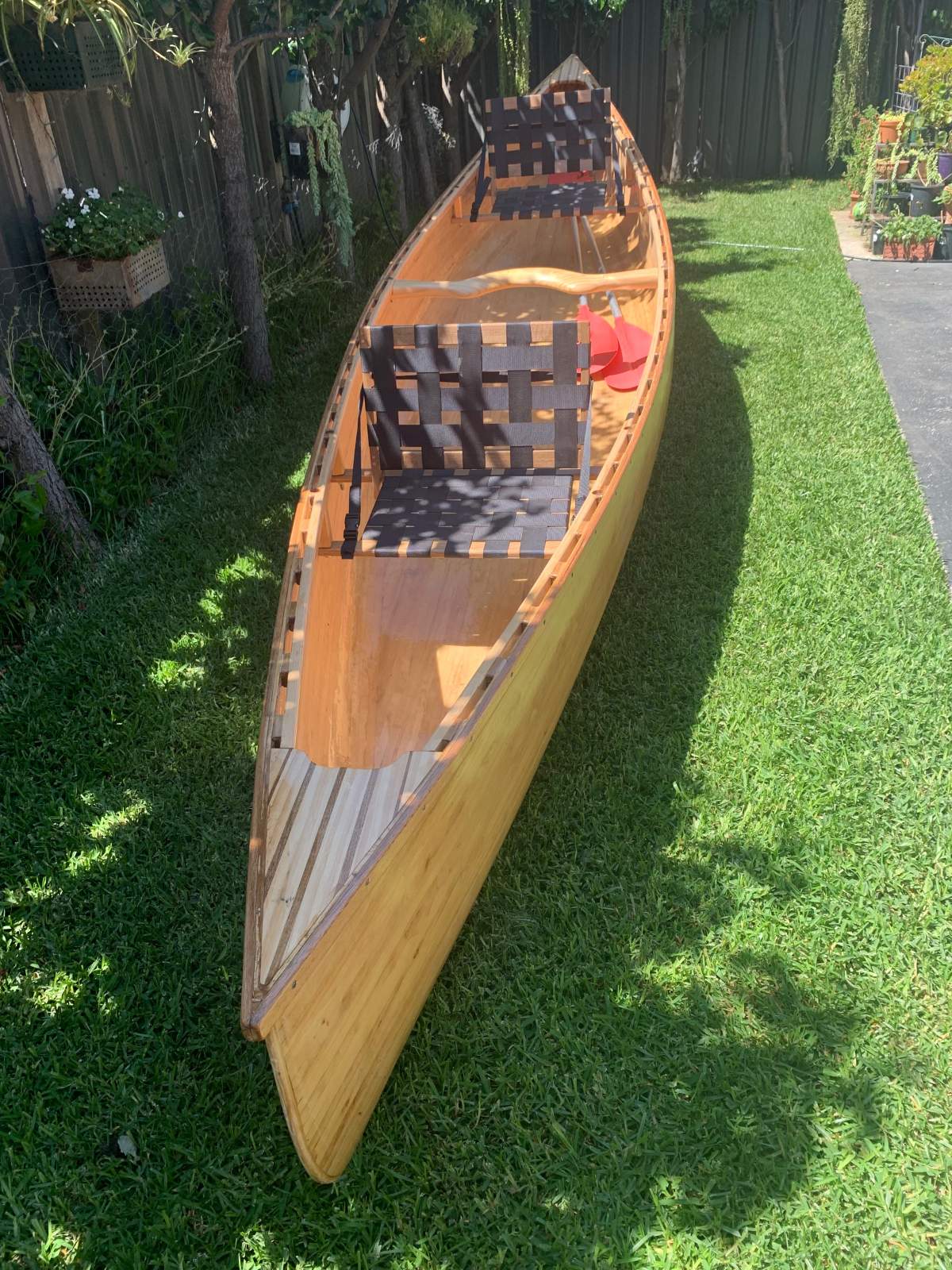 A Custom strip plank canoe