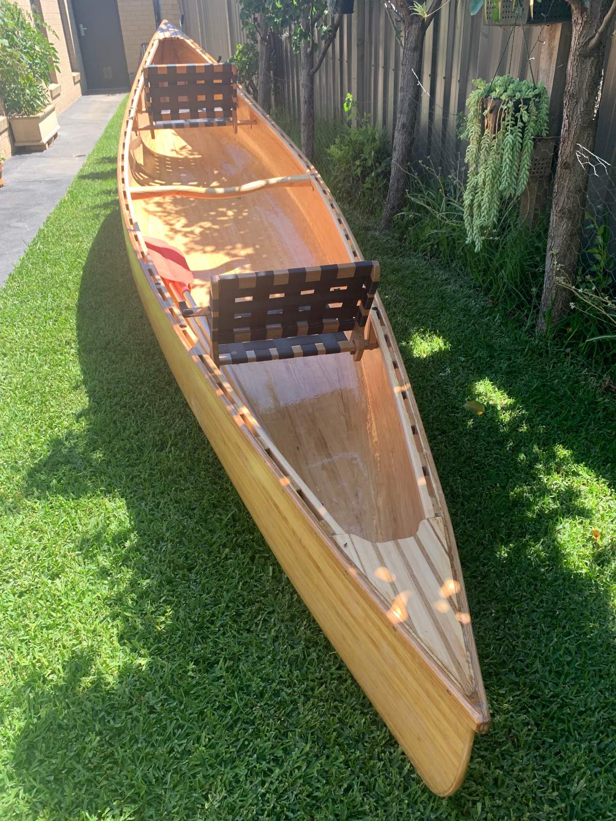 A Custom strip plank canoe