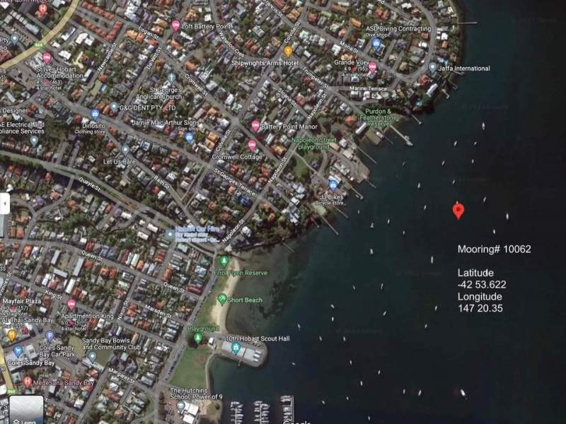 Battery Point, Hobart Mooring - Up to 14m vessel