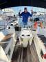 Jeanneau Sun Odyssey 40.3 Twin wheel walk through transom masthead rigged:Standing on transom look fwd