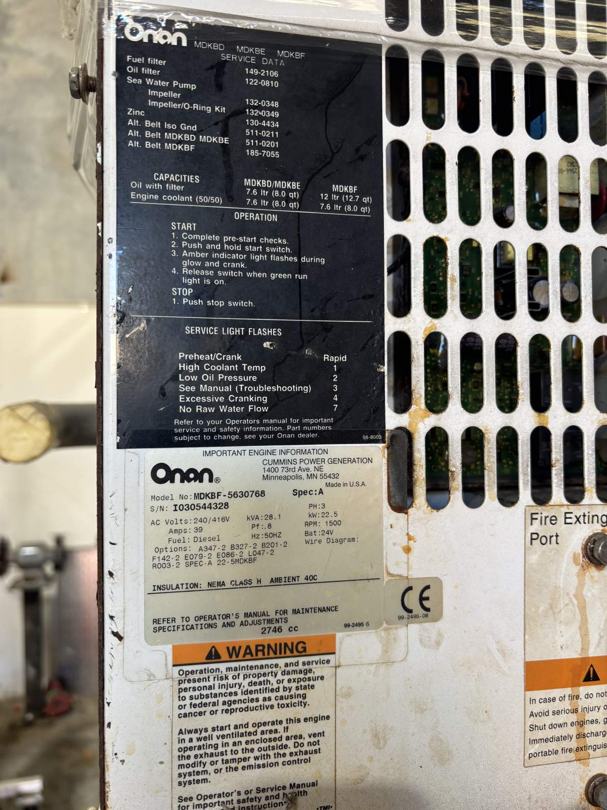 Cummins onan marine generator 28kva