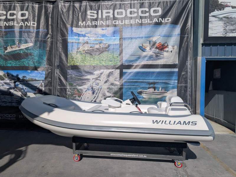 Williams 325 Turbojet fibreglass centre console RIB with hypalon tubes