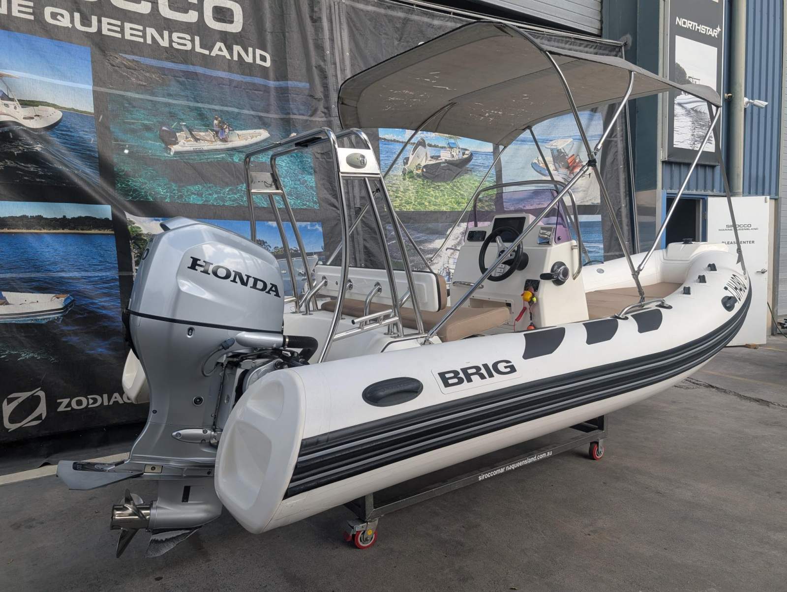 Brig Navigator 485 fibreglass centre console RIB with hypalon tubes