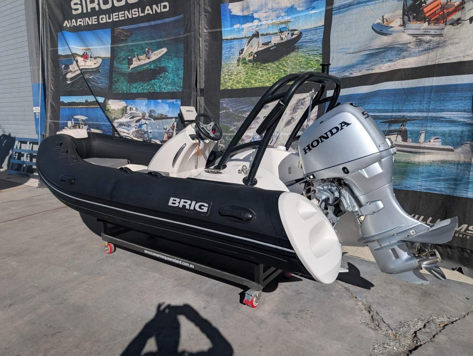Brig Eagle 380 fibreglass centre console RIB with hypalon tubes