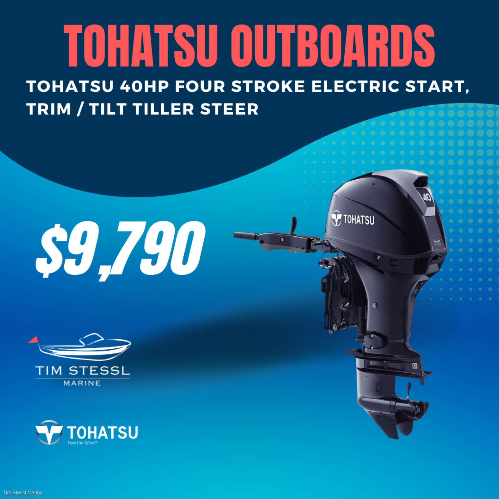 Tohatsu 40hp Tiller Electric Start