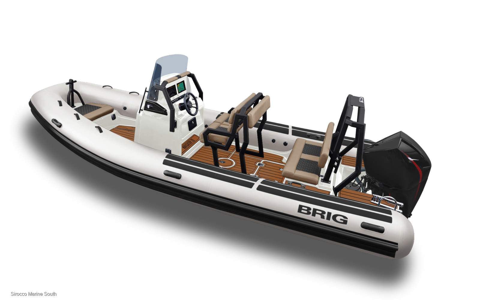 Brig Navigator 20 fibreglass centre console rib with hypalon tubes