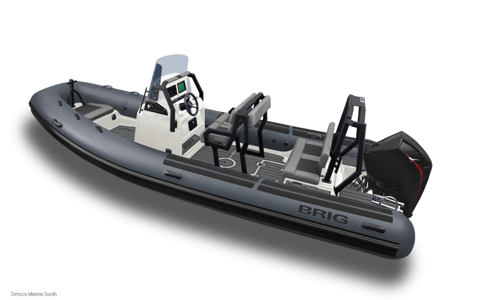 Brig Navigator 20 fibreglass centre console rib with hypalon tubes
