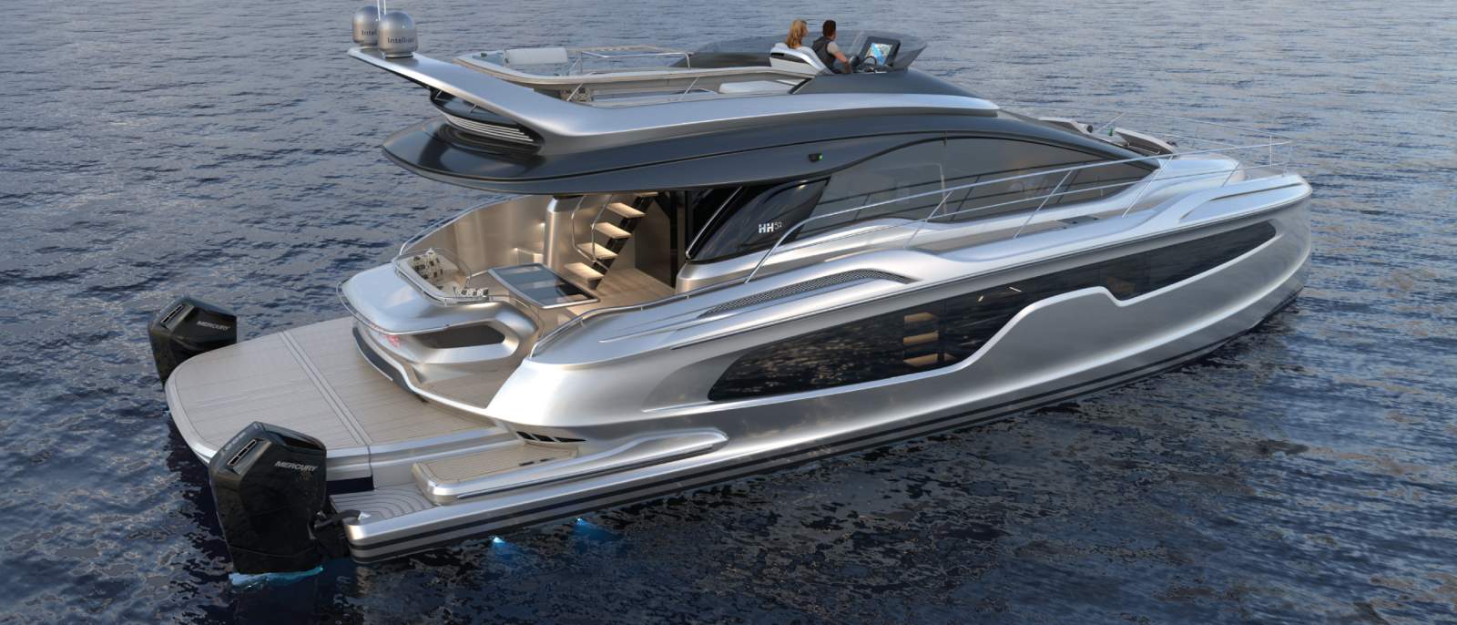 HH Catamarans HH55PC Euro Flybridge 27kn cruise. 35+kn thrill, future of Power Cats
