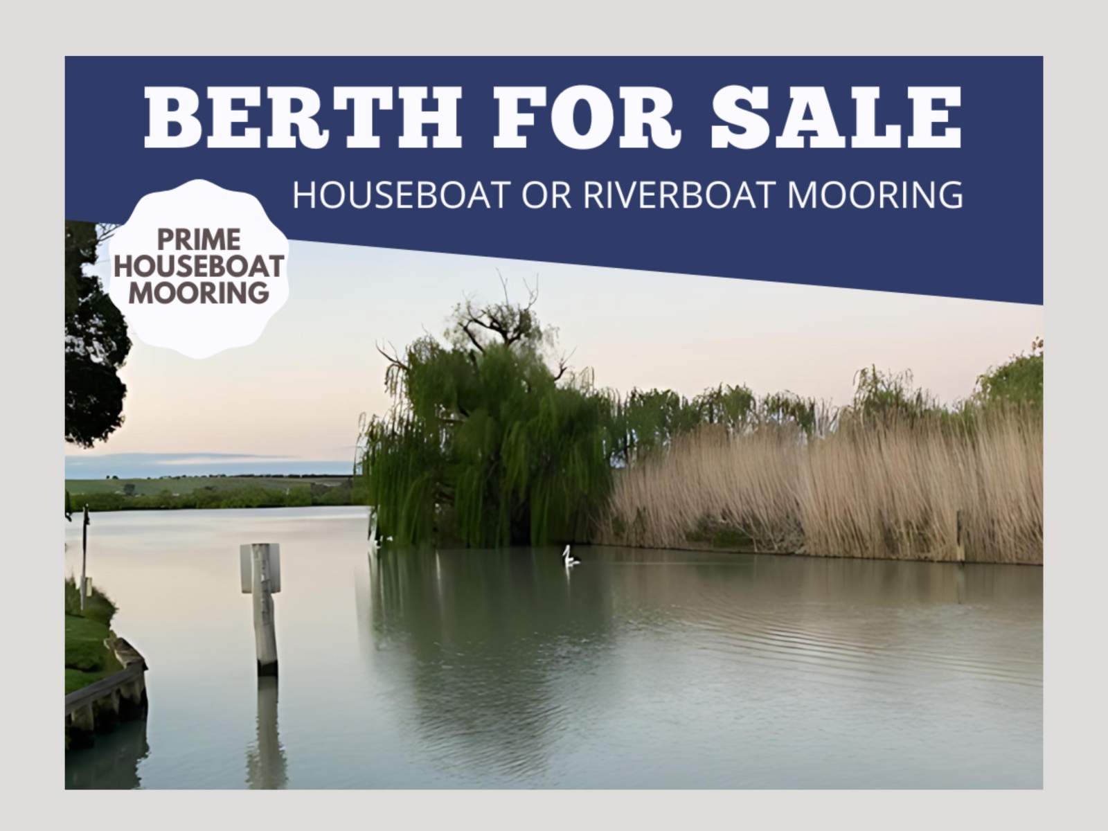 FOR SALE Berth 1 - The Premium Position in Riverglen Marina South Australia