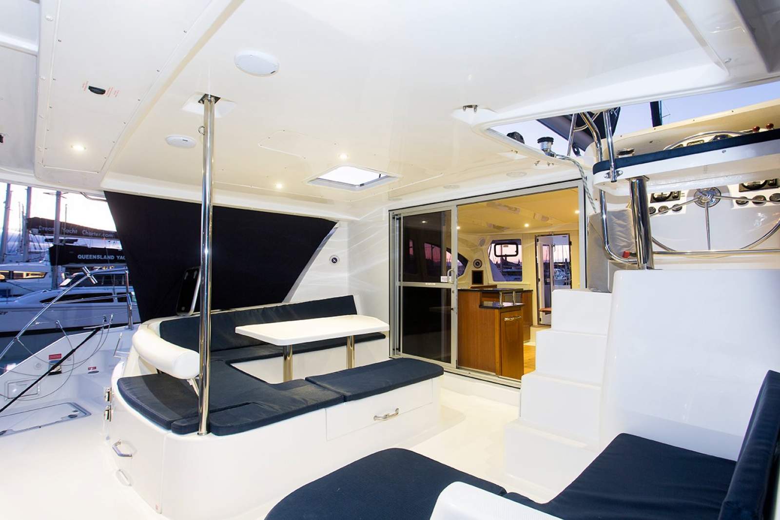 Leopard Catamarans 44 In Yacht Charter Program in Whitsundays:Cockpit Shades