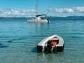 Lagoon 410 with extended transom and enclosed sugar scoops