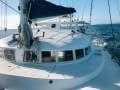 Lagoon 410 with extended transom and enclosed sugar scoops