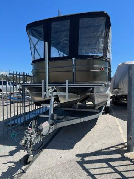 Gospel 6.9 Pontoon Barge Party Pontoon On a solid registered trailer