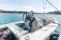 Diesel Duck Classic 44:Helm station on dinghy