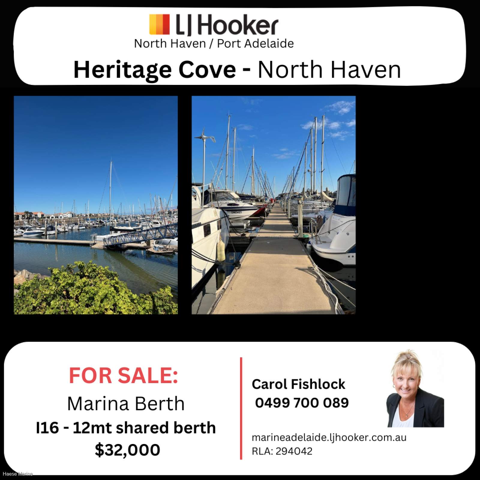 Heritage Cove North Haven SA 12mt marina berth for sale