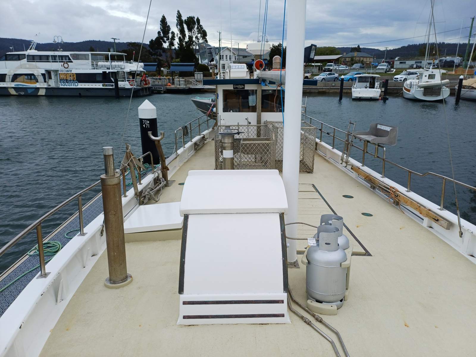 YIMBALA Huon Pine Tasmanian cray boat. In superb condition Boat Brokers of Tasmania