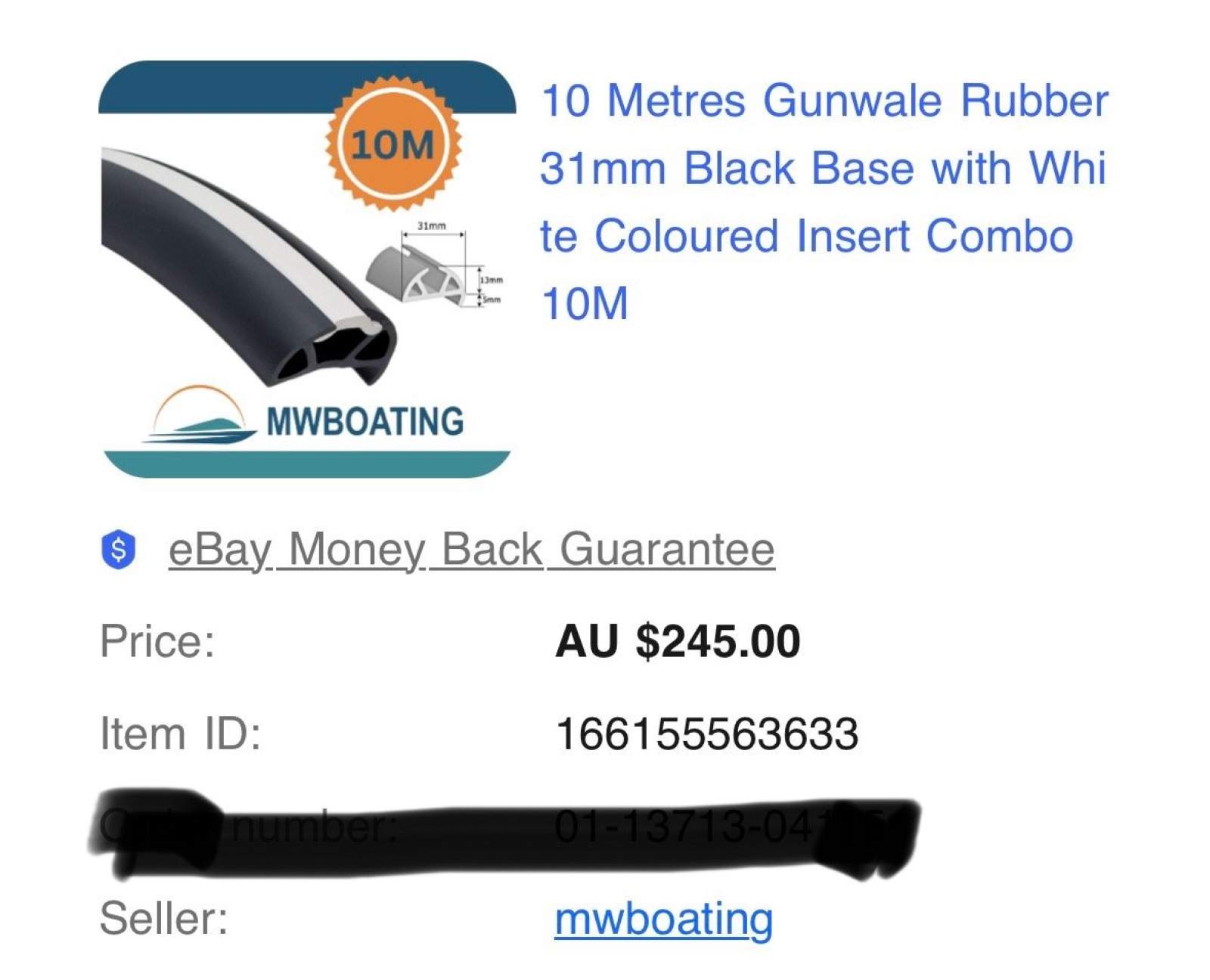Gunwale Rubber 31mm Gunwale Rubber 31mm