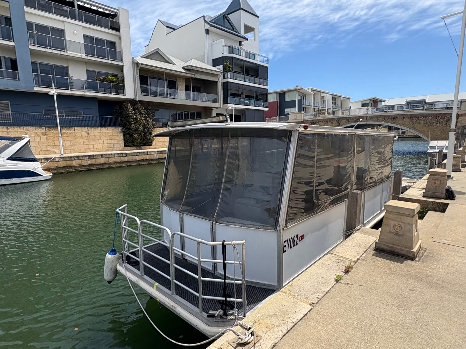 Bouvard Marine Pontoon Day Tripper Ex survey delightful family vessel with low hrs!