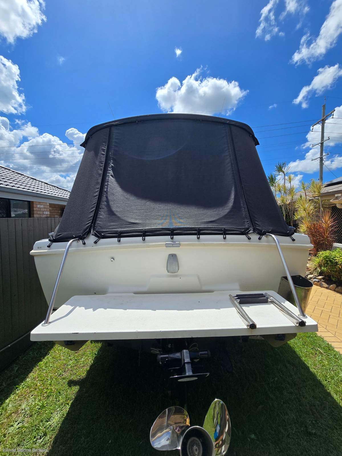 Bertram 23 Flybridge Cruiser on Trailer