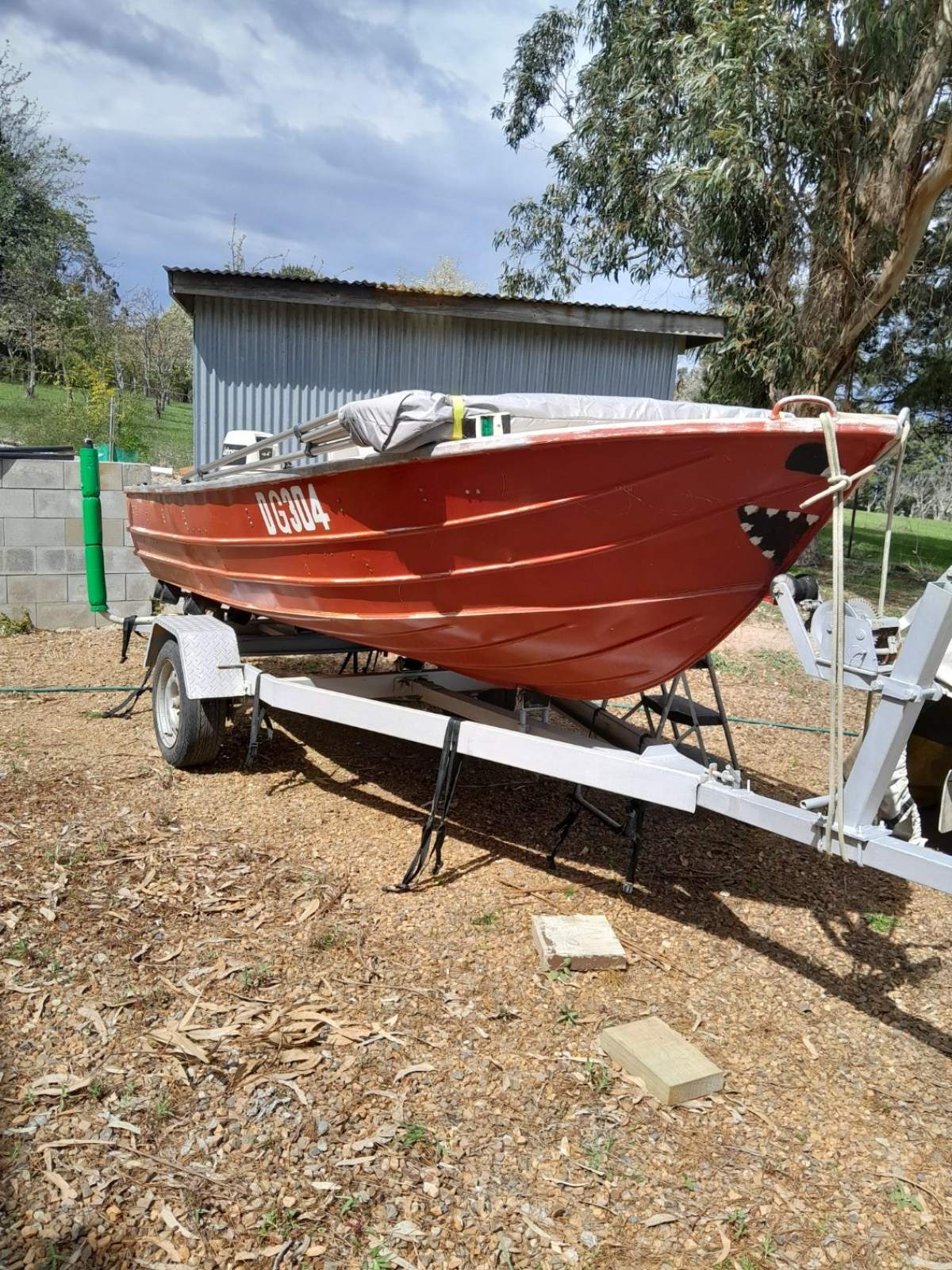 Savage 430 Open Cab:Boat and trailer