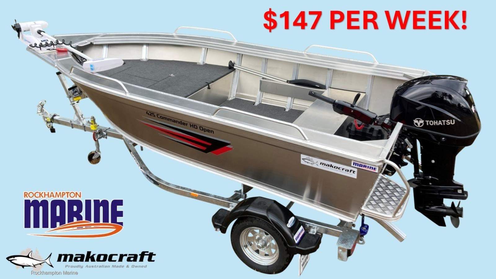 Makocraft 425 Commander HD Open + Options B, M, T PACKAGE FROM ROCKHAMPTON MARINE!