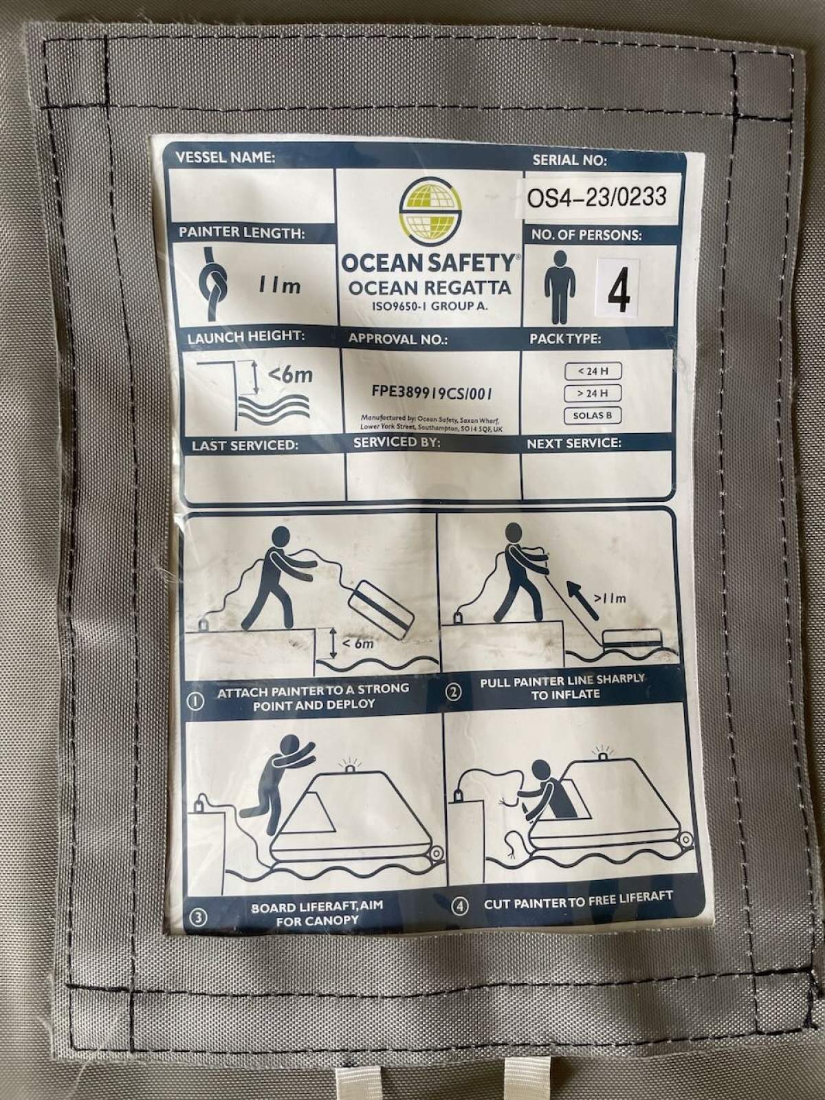 4 Person Liferaft - Ocean Regatta ISO-9650-1 in Valise Pack