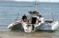 'Wavelength 780' trailerable trimaran:Step on - step off at beach