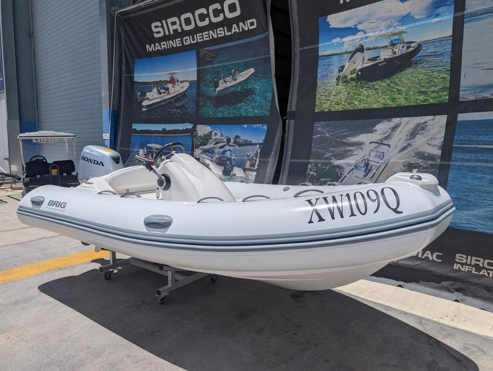 Brig Eagle 380 fibreglass centre console RIB with hypalon tubes