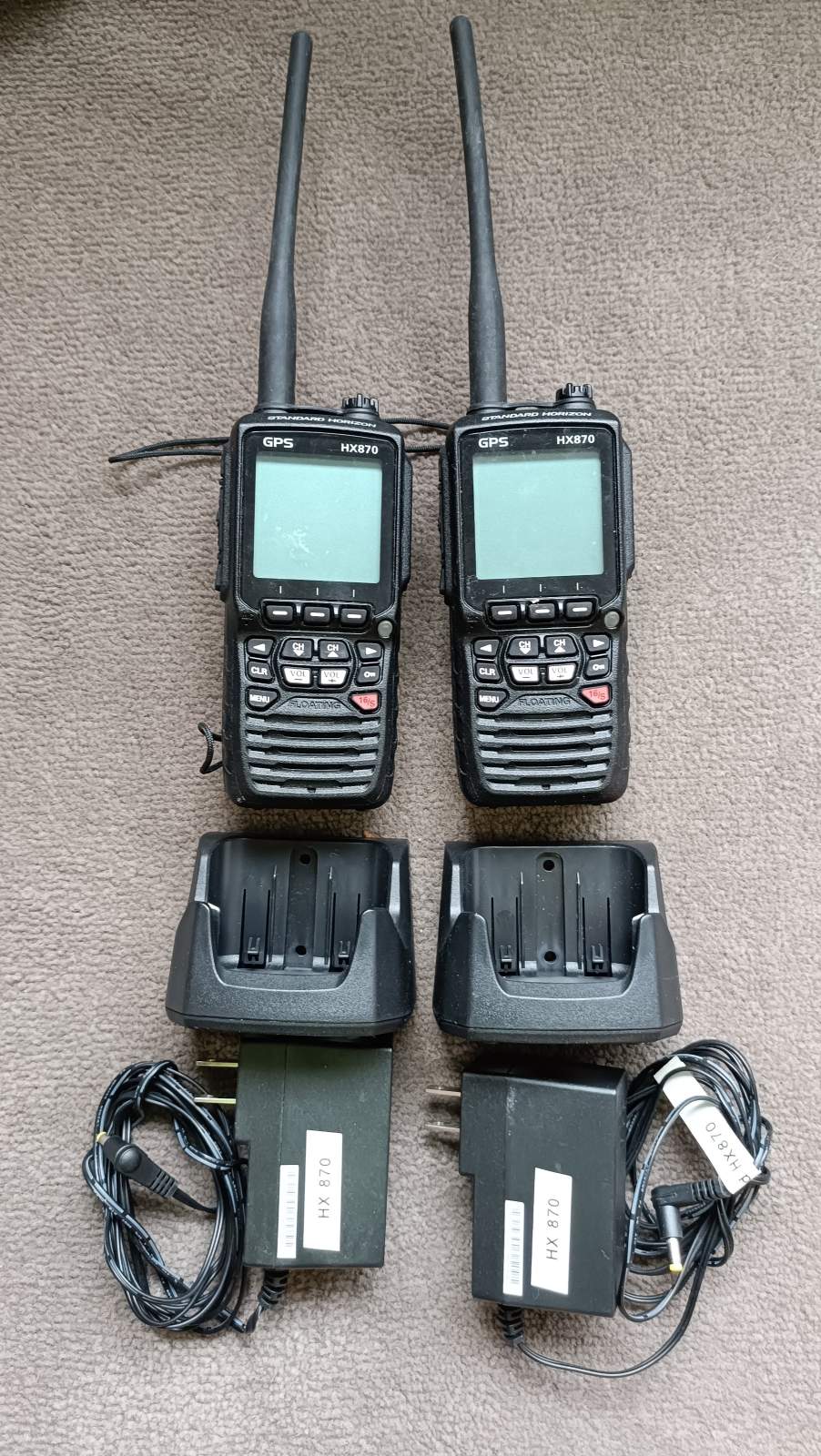 2 xStandard Horizon HX870 Handheld VHF marine radio