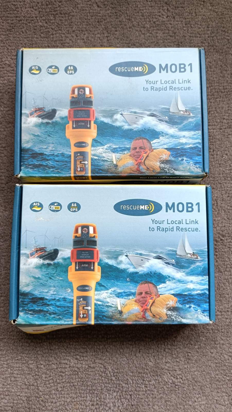 RescueME MOB1.. AIS Man Overboard (MOB) device with integrated VHF DSC.